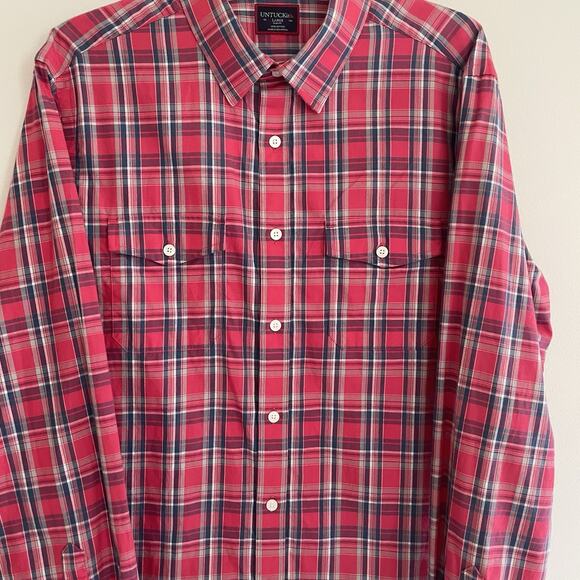 UNTUCKit Button Down Shirt Slim Fit Blue White Pink Gray Cotton Size Large - Picture 7 of 8